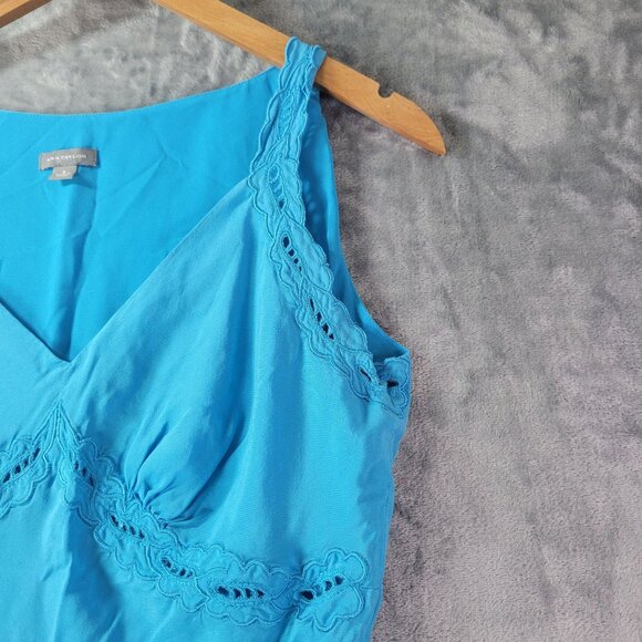Ann Taylor Womens Silk Blend Blue Lace Trim Babydoll Cami Top 6 Quiet Luxury Y2K - Picture 3 of 12